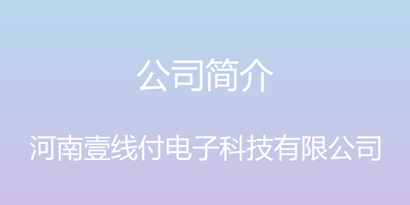 公司简介 - 河南壹线付电子科技有限公司