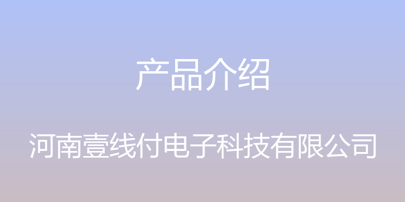 产品介绍 - 河南壹线付电子科技有限公司