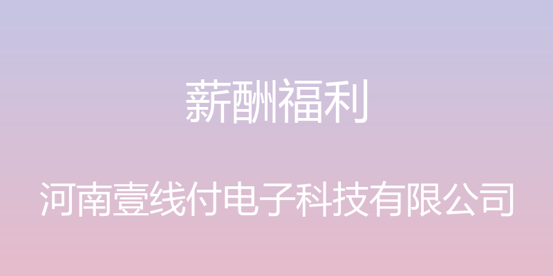 薪酬福利 - 河南壹线付电子科技有限公司