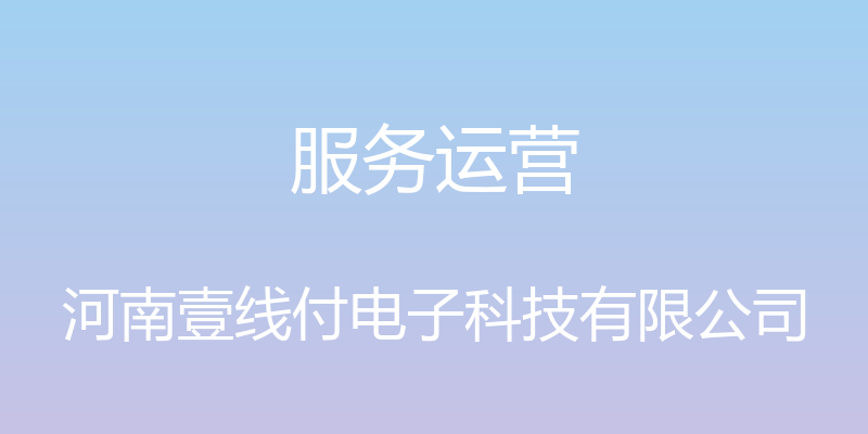 服务运营 - 河南壹线付电子科技有限公司